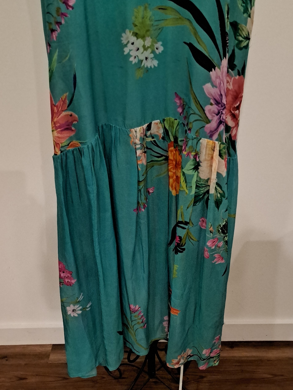 JOHNNY WAS PANYA ALBA Maxi Dress. BEAUTIFUL Turquoise w Colorful Floral Print. - Picture 4 of 11